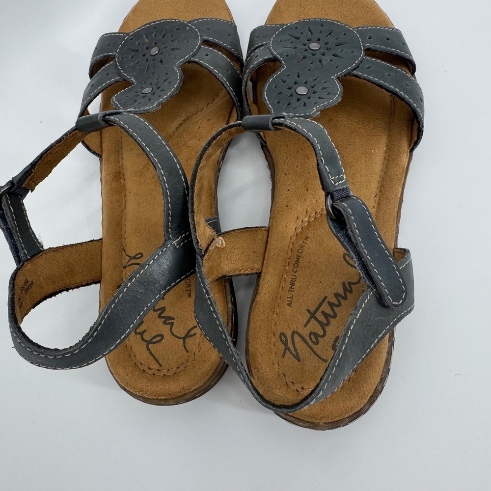 Natural Soul Naturalizer Womens All-Thru Comfort Sandals Blue Gray T-Strap 8M - Picture 7 of 12